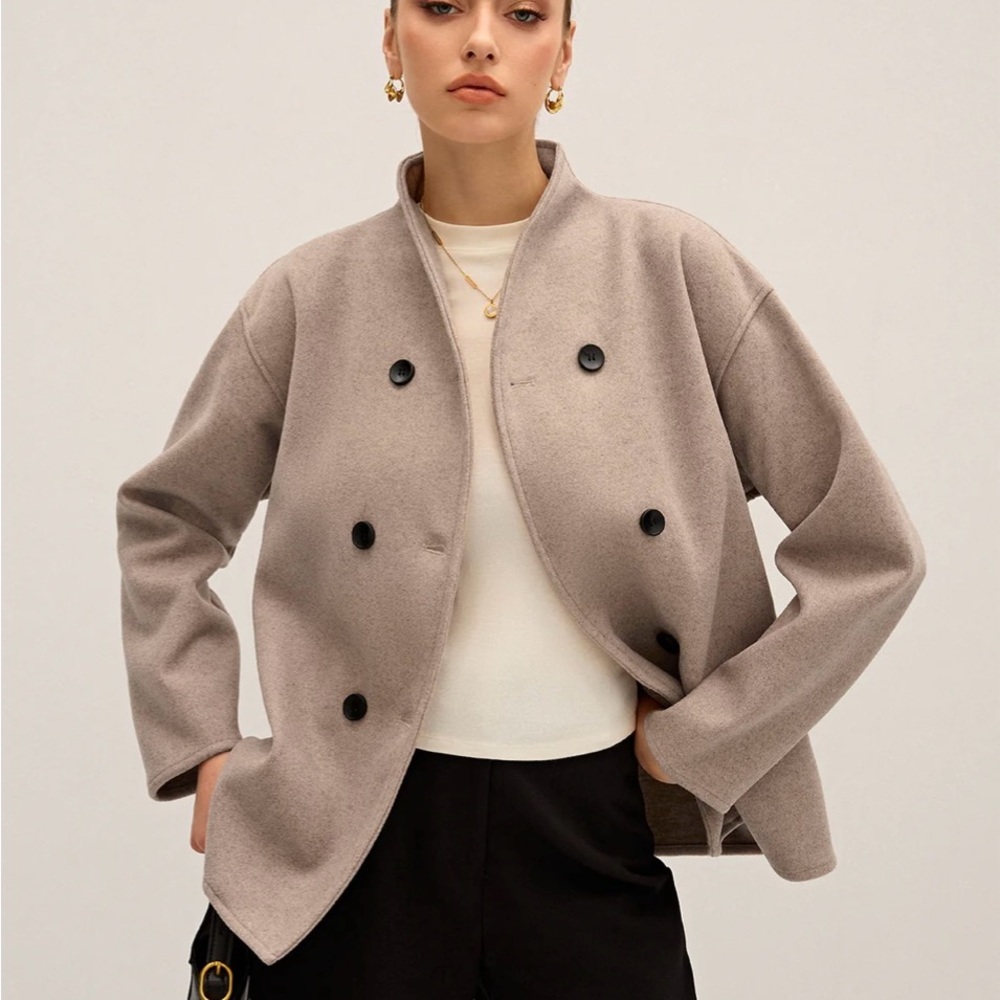 Commense Women's Double-Breasted Jacket - Gray